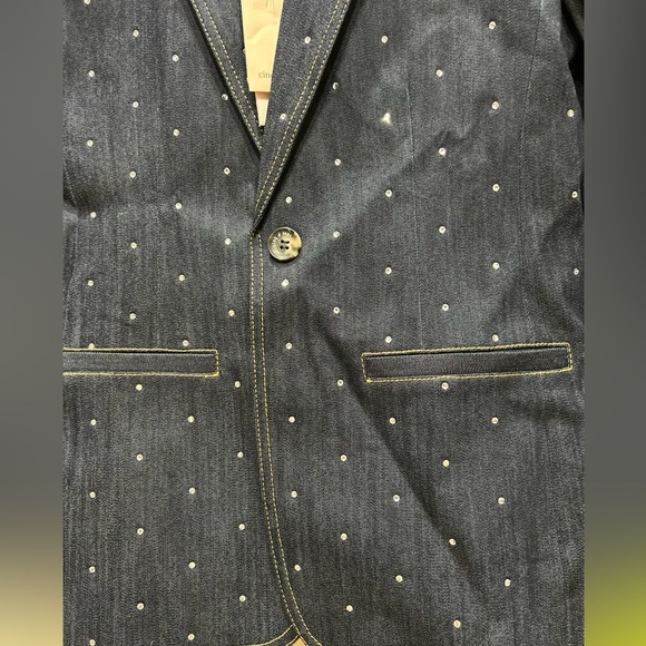 New Cinq A Sept Khloe Rhinestone Ruched Sleeve Blazer In Indigo size 4 - Picture 6 of 8